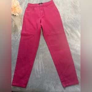 Missguided + Pink Skinny Jeans high waisted mom jeans